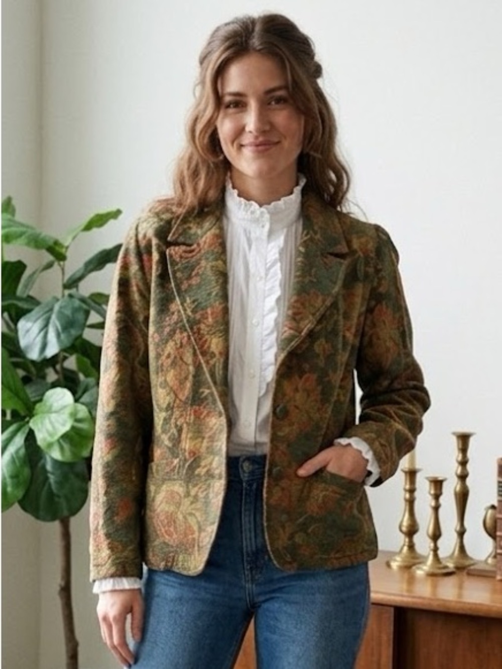 Coldwater Creek Floral Patterned Blazer Jacket vintage